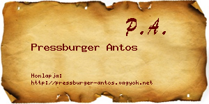 Pressburger Antos névjegykártya